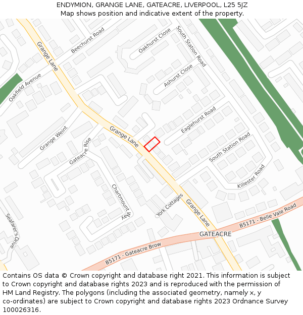 ENDYMION, GRANGE LANE, GATEACRE, LIVERPOOL, L25 5JZ: Location map and indicative extent of plot