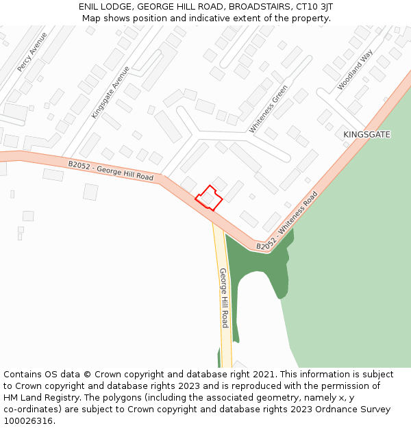 ENIL LODGE, GEORGE HILL ROAD, BROADSTAIRS, CT10 3JT: Location map and indicative extent of plot