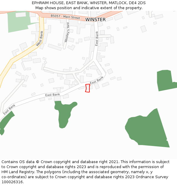 EPHRAIM HOUSE, EAST BANK, WINSTER, MATLOCK, DE4 2DS: Location map and indicative extent of plot