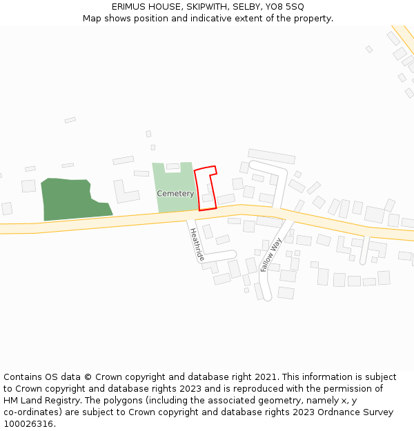 ERIMUS HOUSE, SKIPWITH, SELBY, YO8 5SQ: Location map and indicative extent of plot
