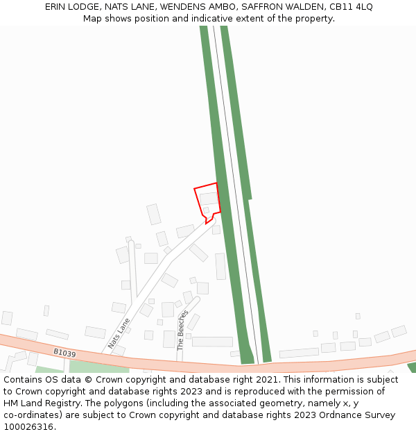 ERIN LODGE, NATS LANE, WENDENS AMBO, SAFFRON WALDEN, CB11 4LQ: Location map and indicative extent of plot