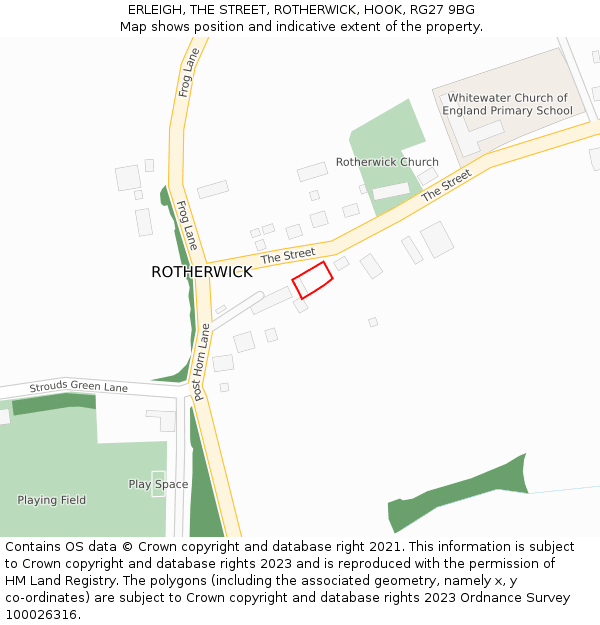 ERLEIGH, THE STREET, ROTHERWICK, HOOK, RG27 9BG: Location map and indicative extent of plot