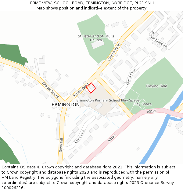 ERME VIEW, SCHOOL ROAD, ERMINGTON, IVYBRIDGE, PL21 9NH: Location map and indicative extent of plot