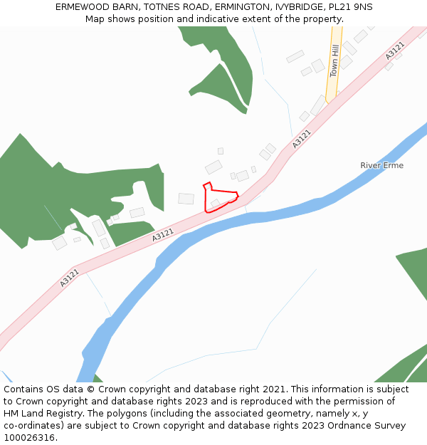 ERMEWOOD BARN, TOTNES ROAD, ERMINGTON, IVYBRIDGE, PL21 9NS: Location map and indicative extent of plot