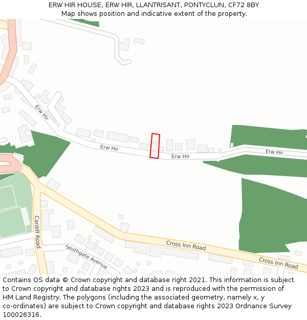 ERW HIR HOUSE, ERW HIR, LLANTRISANT, PONTYCLUN, CF72 8BY: Location map and indicative extent of plot