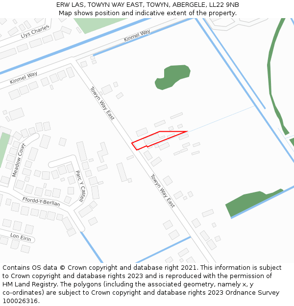 ERW LAS, TOWYN WAY EAST, TOWYN, ABERGELE, LL22 9NB: Location map and indicative extent of plot