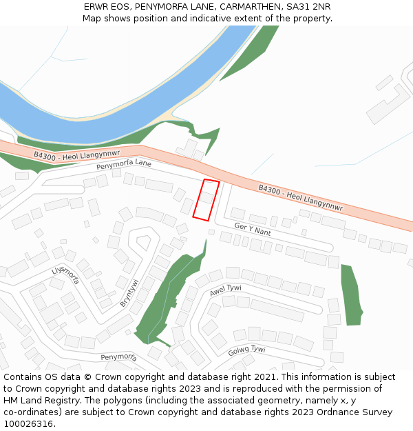 ERWR EOS, PENYMORFA LANE, CARMARTHEN, SA31 2NR: Location map and indicative extent of plot