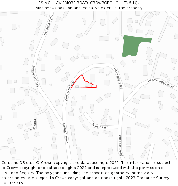 ES MOLI, AVIEMORE ROAD, CROWBOROUGH, TN6 1QU: Location map and indicative extent of plot