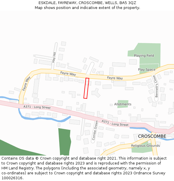 ESKDALE, FAYREWAY, CROSCOMBE, WELLS, BA5 3QZ: Location map and indicative extent of plot