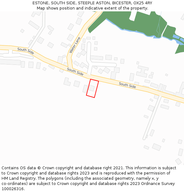 ESTONE, SOUTH SIDE, STEEPLE ASTON, BICESTER, OX25 4RY: Location map and indicative extent of plot