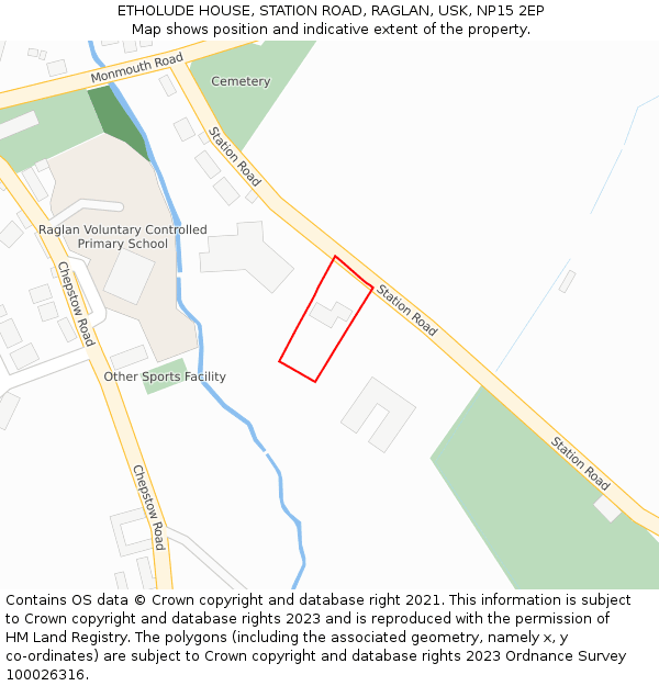 ETHOLUDE HOUSE, STATION ROAD, RAGLAN, USK, NP15 2EP: Location map and indicative extent of plot