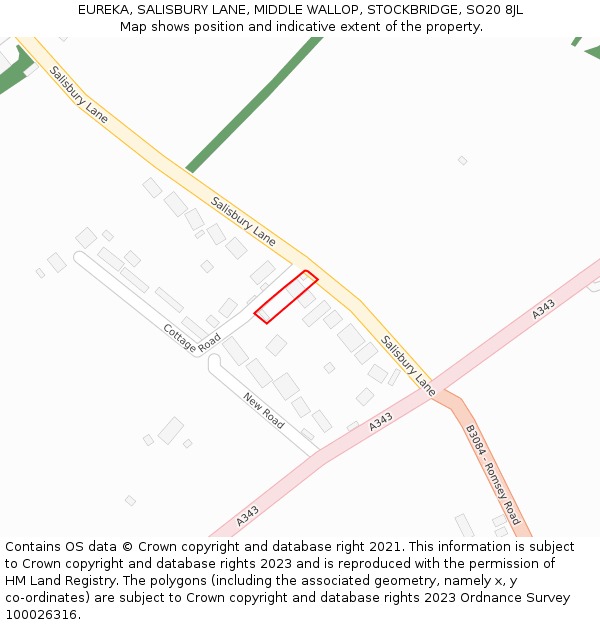 EUREKA, SALISBURY LANE, MIDDLE WALLOP, STOCKBRIDGE, SO20 8JL: Location map and indicative extent of plot