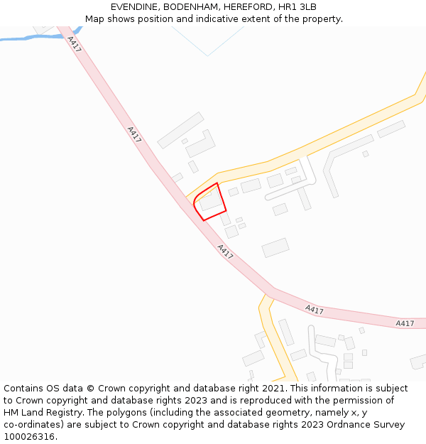 EVENDINE, BODENHAM, HEREFORD, HR1 3LB: Location map and indicative extent of plot
