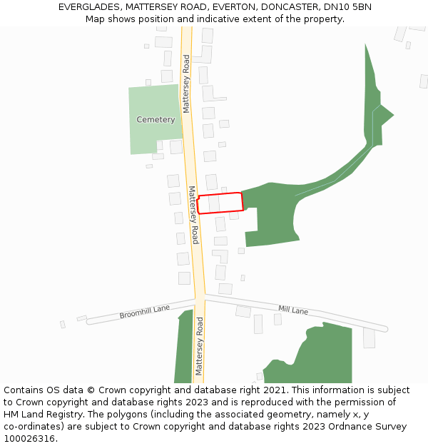 EVERGLADES, MATTERSEY ROAD, EVERTON, DONCASTER, DN10 5BN: Location map and indicative extent of plot