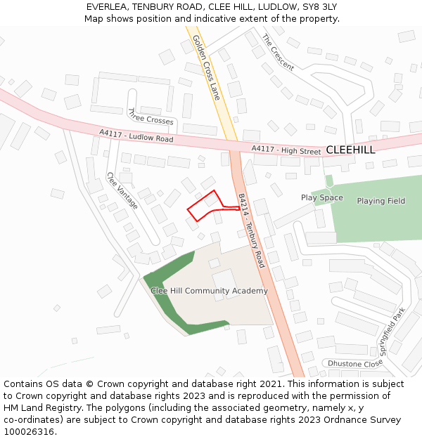 EVERLEA, TENBURY ROAD, CLEE HILL, LUDLOW, SY8 3LY: Location map and indicative extent of plot