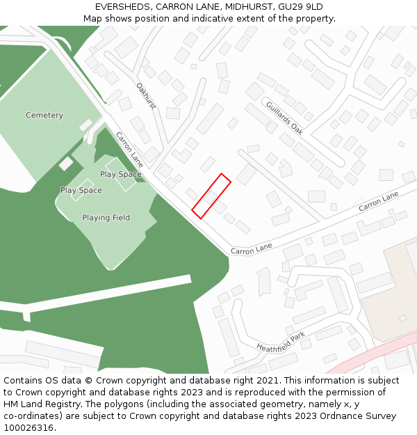 EVERSHEDS, CARRON LANE, MIDHURST, GU29 9LD: Location map and indicative extent of plot