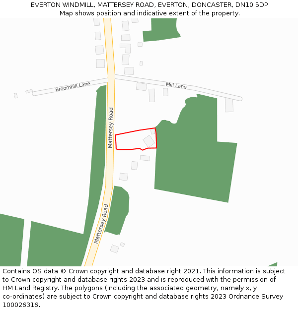 EVERTON WINDMILL, MATTERSEY ROAD, EVERTON, DONCASTER, DN10 5DP: Location map and indicative extent of plot