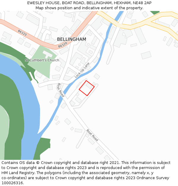 EWESLEY HOUSE, BOAT ROAD, BELLINGHAM, HEXHAM, NE48 2AP: Location map and indicative extent of plot
