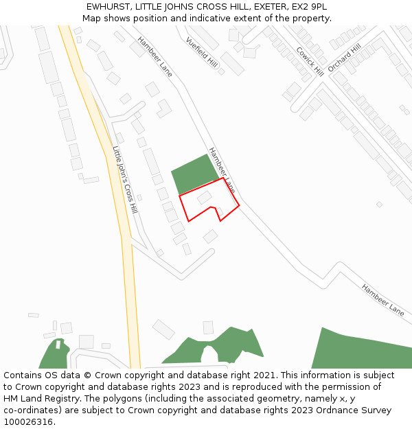 EWHURST, LITTLE JOHNS CROSS HILL, EXETER, EX2 9PL: Location map and indicative extent of plot