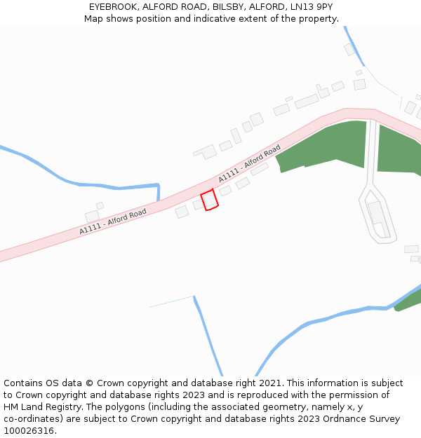 EYEBROOK, ALFORD ROAD, BILSBY, ALFORD, LN13 9PY: Location map and indicative extent of plot