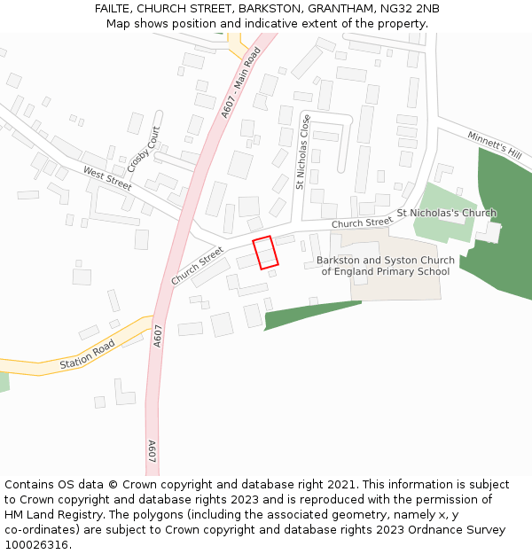 FAILTE, CHURCH STREET, BARKSTON, GRANTHAM, NG32 2NB: Location map and indicative extent of plot