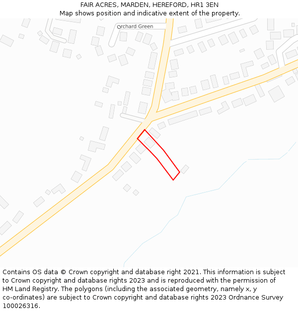 FAIR ACRES, MARDEN, HEREFORD, HR1 3EN: Location map and indicative extent of plot