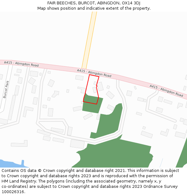 FAIR BEECHES, BURCOT, ABINGDON, OX14 3DJ: Location map and indicative extent of plot