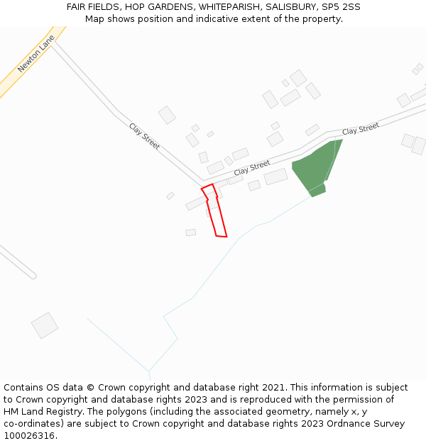 FAIR FIELDS, HOP GARDENS, WHITEPARISH, SALISBURY, SP5 2SS: Location map and indicative extent of plot