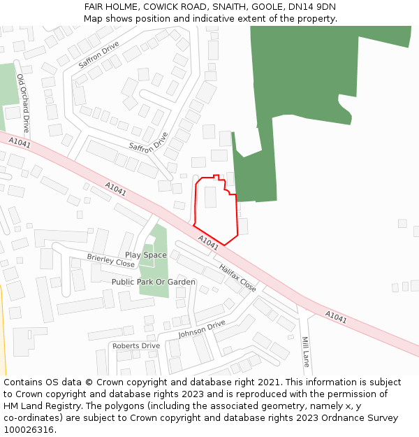 FAIR HOLME, COWICK ROAD, SNAITH, GOOLE, DN14 9DN: Location map and indicative extent of plot