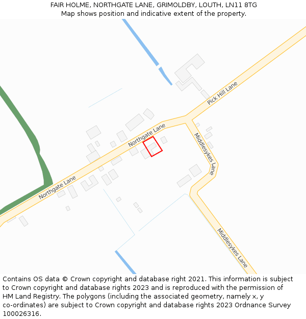 FAIR HOLME, NORTHGATE LANE, GRIMOLDBY, LOUTH, LN11 8TG: Location map and indicative extent of plot