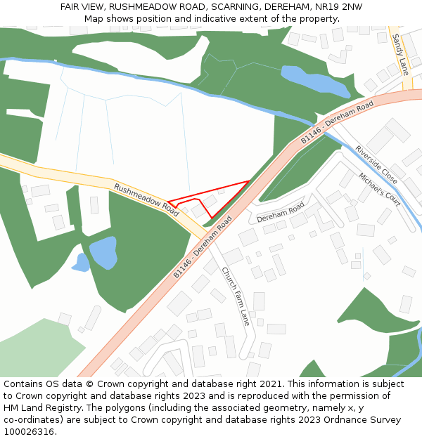FAIR VIEW, RUSHMEADOW ROAD, SCARNING, DEREHAM, NR19 2NW: Location map and indicative extent of plot