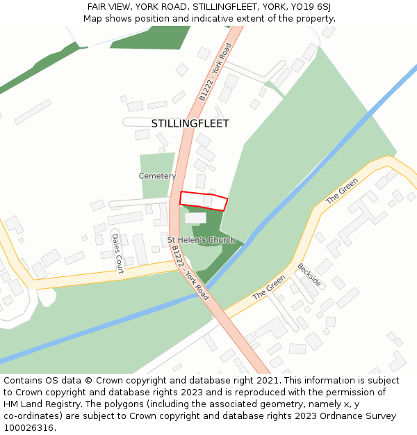 FAIR VIEW, YORK ROAD, STILLINGFLEET, YORK, YO19 6SJ: Location map and indicative extent of plot