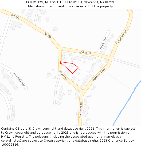 FAIR WINDS, MILTON HILL, LLANWERN, NEWPORT, NP18 2DU: Location map and indicative extent of plot