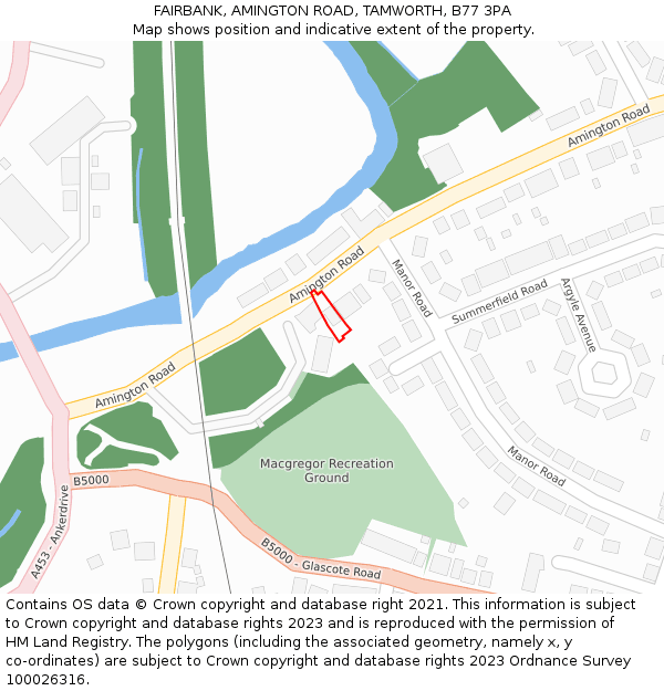 FAIRBANK, AMINGTON ROAD, TAMWORTH, B77 3PA: Location map and indicative extent of plot