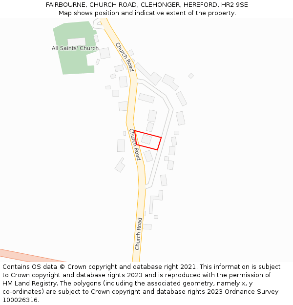 FAIRBOURNE, CHURCH ROAD, CLEHONGER, HEREFORD, HR2 9SE: Location map and indicative extent of plot