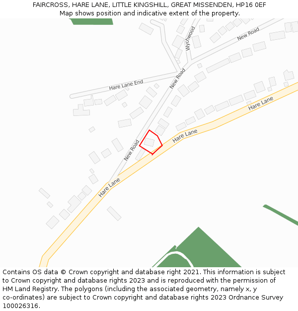 FAIRCROSS, HARE LANE, LITTLE KINGSHILL, GREAT MISSENDEN, HP16 0EF: Location map and indicative extent of plot