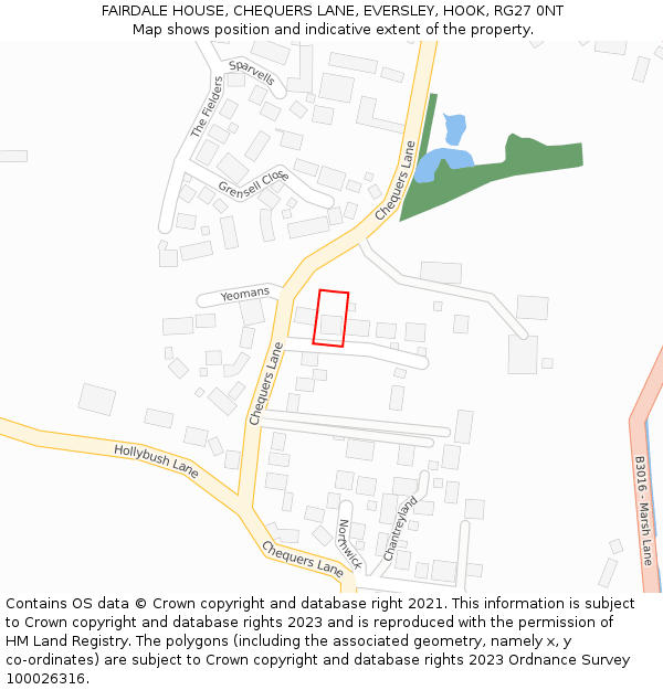 FAIRDALE HOUSE, CHEQUERS LANE, EVERSLEY, HOOK, RG27 0NT: Location map and indicative extent of plot