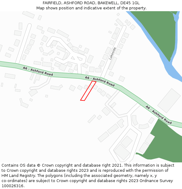 FAIRFIELD, ASHFORD ROAD, BAKEWELL, DE45 1GL: Location map and indicative extent of plot