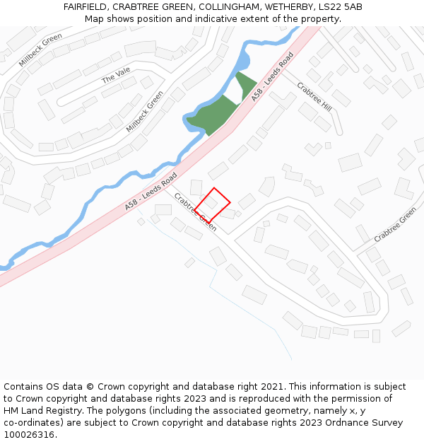 FAIRFIELD, CRABTREE GREEN, COLLINGHAM, WETHERBY, LS22 5AB: Location map and indicative extent of plot