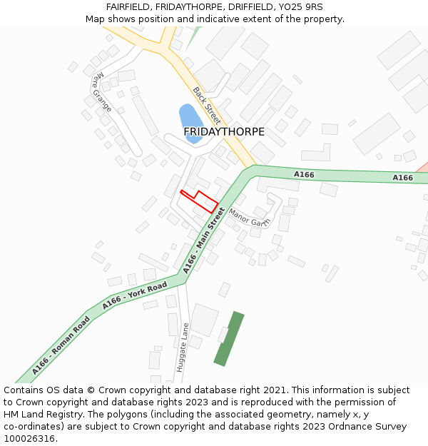 FAIRFIELD, FRIDAYTHORPE, DRIFFIELD, YO25 9RS: Location map and indicative extent of plot