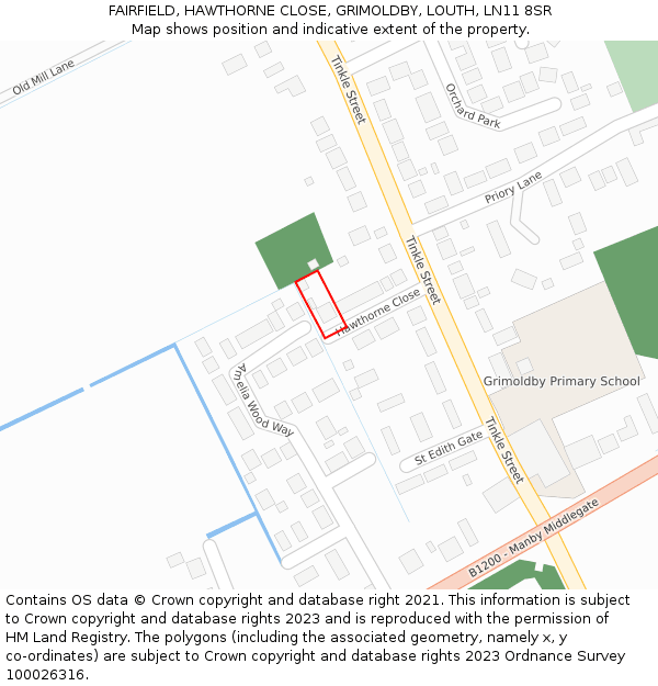 FAIRFIELD, HAWTHORNE CLOSE, GRIMOLDBY, LOUTH, LN11 8SR: Location map and indicative extent of plot