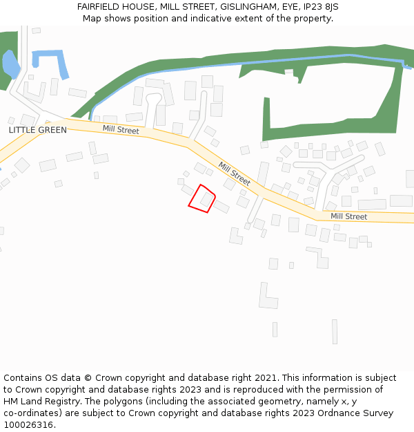 FAIRFIELD HOUSE, MILL STREET, GISLINGHAM, EYE, IP23 8JS: Location map and indicative extent of plot