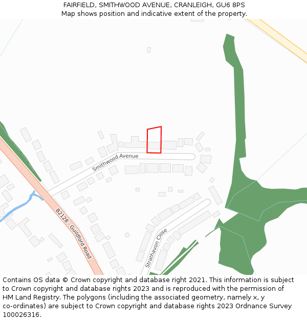 FAIRFIELD, SMITHWOOD AVENUE, CRANLEIGH, GU6 8PS: Location map and indicative extent of plot