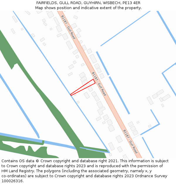 FAIRFIELDS, GULL ROAD, GUYHIRN, WISBECH, PE13 4ER: Location map and indicative extent of plot