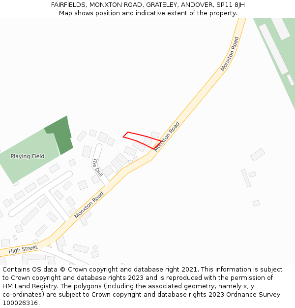 FAIRFIELDS, MONXTON ROAD, GRATELEY, ANDOVER, SP11 8JH: Location map and indicative extent of plot