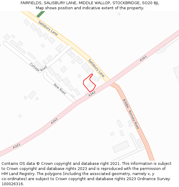 FAIRFIELDS, SALISBURY LANE, MIDDLE WALLOP, STOCKBRIDGE, SO20 8JL: Location map and indicative extent of plot