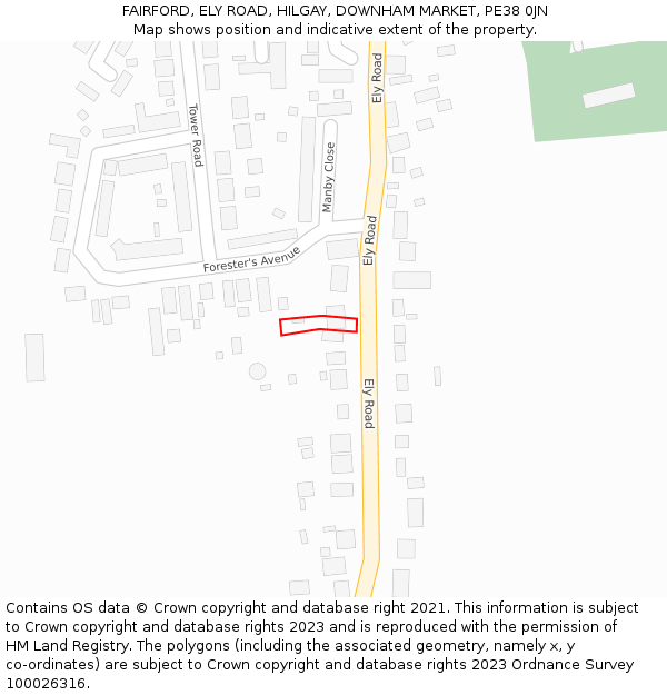 FAIRFORD, ELY ROAD, HILGAY, DOWNHAM MARKET, PE38 0JN: Location map and indicative extent of plot