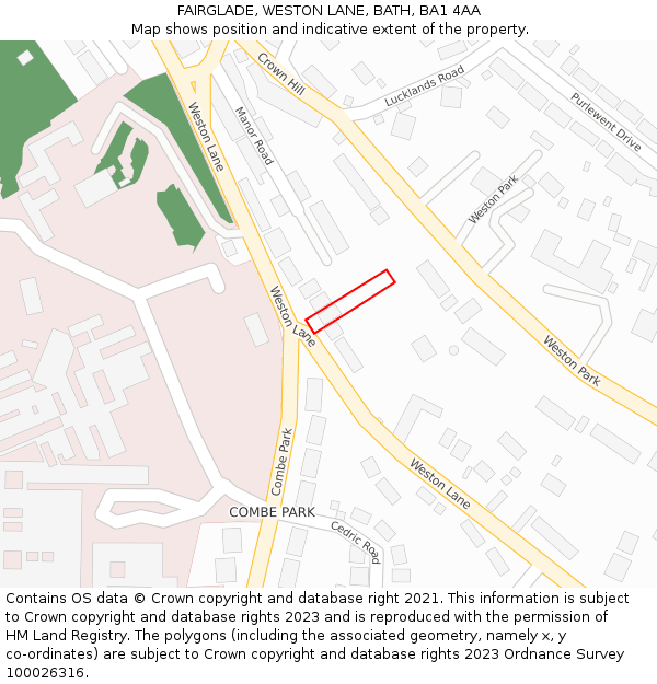 FAIRGLADE, WESTON LANE, BATH, BA1 4AA: Location map and indicative extent of plot