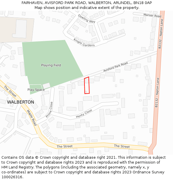 FAIRHAVEN, AVISFORD PARK ROAD, WALBERTON, ARUNDEL, BN18 0AP: Location map and indicative extent of plot