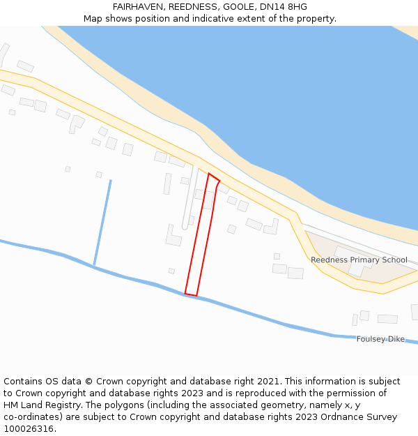 FAIRHAVEN, REEDNESS, GOOLE, DN14 8HG: Location map and indicative extent of plot